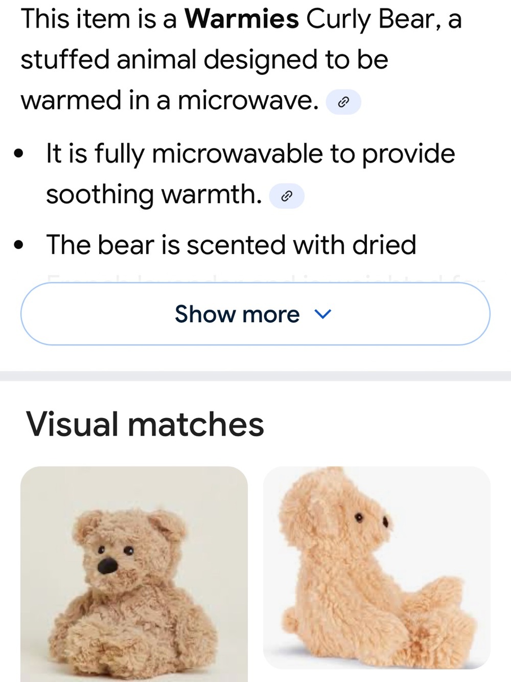 Warmies Curly Bear Plush in Beige NEW in Bag!!! Scented with Lavender. So sweet